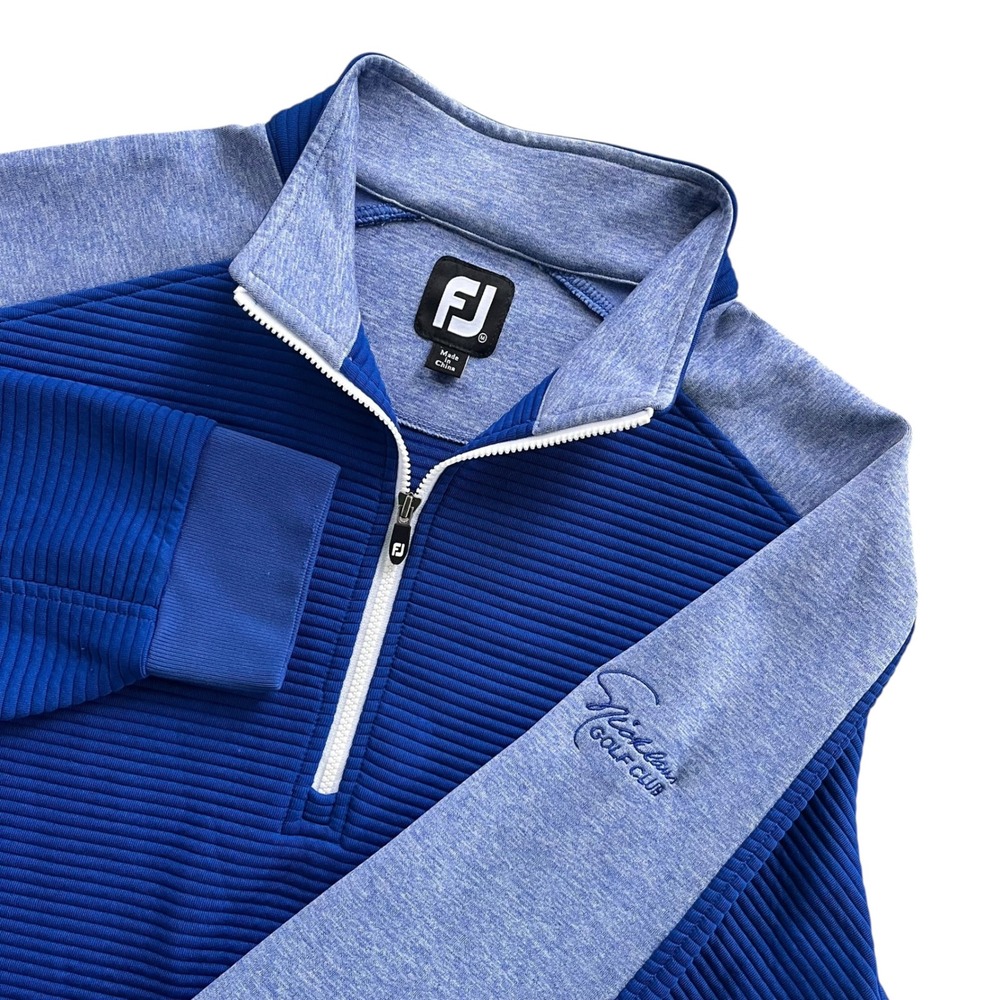 FootJoy Mens M Royal Blue Quilted Nicklaus Golf Club Embroidery 1/4 Zip Pullover